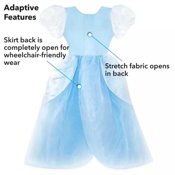 Disney Parks | Princess Cinderella Adaptive Costume Dress | Size Medium (7-8) - Picture 3 of 15